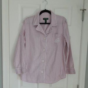 LAUREN RALPH LAUREN pink striped PJ top (XL)